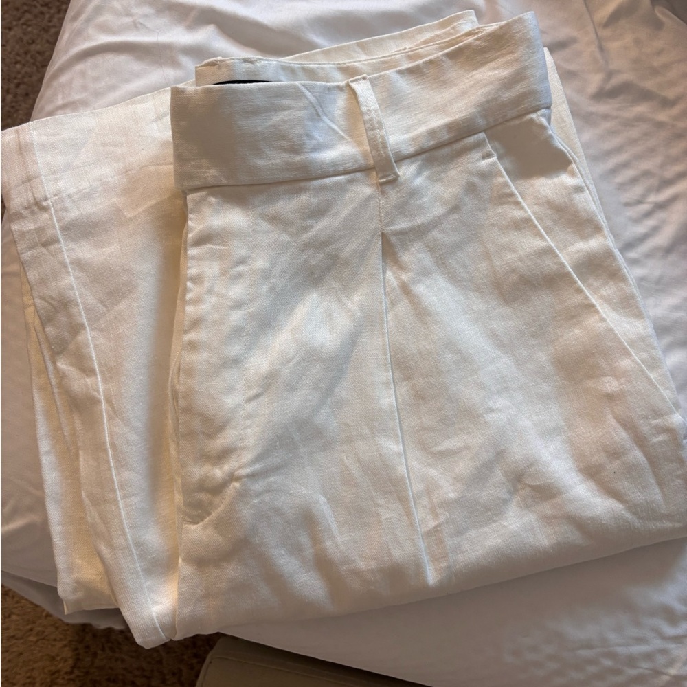 High-Rise Linen-Cotton Pant | Banana Republic Size 6 White